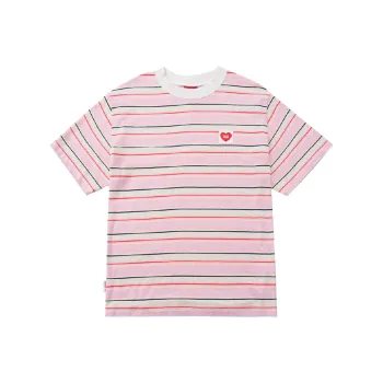 Checkitout T Shirt Unisex Spring Begonia Pink/White/Red