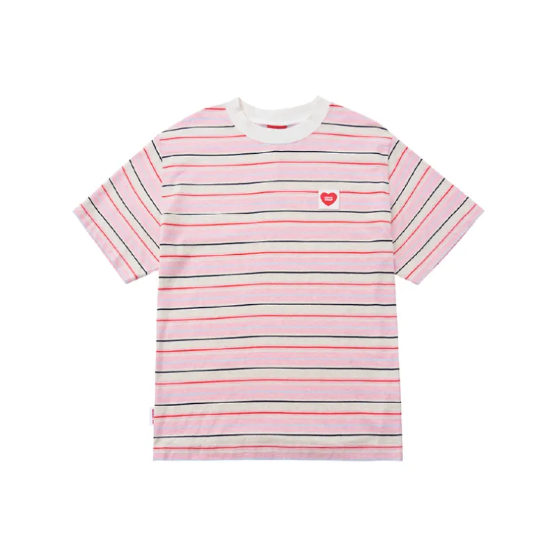 Checkitout T Shirt Unisex Spring Begonia Pink/White/Red-0