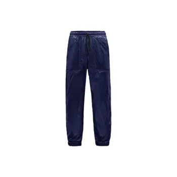 Moncler Leather Pants Men Blue