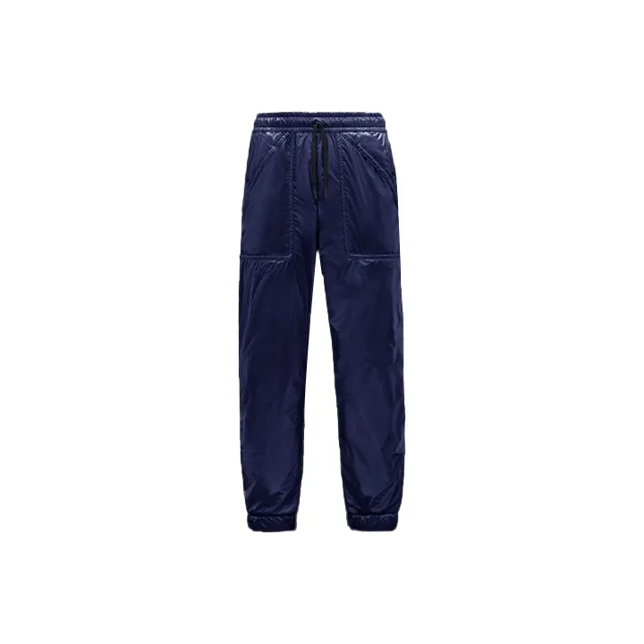 Moncler Leather Pants Men Blue-0