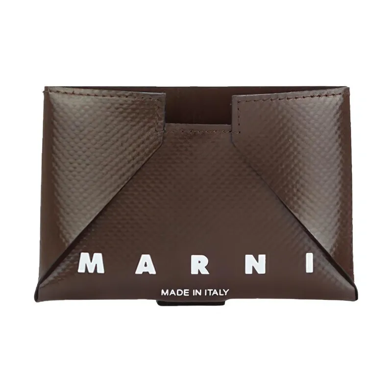 MARNI Fabric Card Clip Wallet Coin Purse Card Holder Men's Light Coffee-1