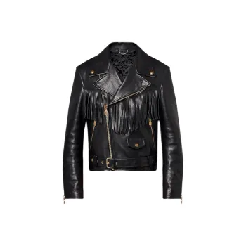 LOUIS VUITTON Fringed Leather Biker Jacket