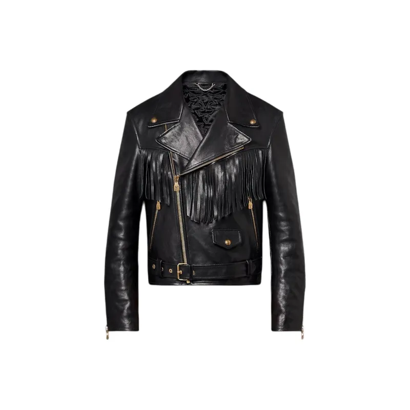 LOUIS VUITTON Fringed Leather Biker Jacket-0