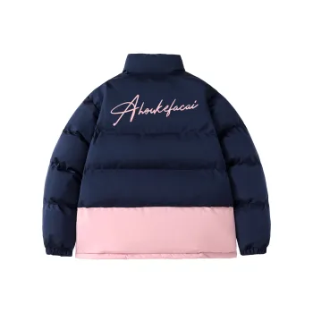 Goods Engraving Puffer Jacket Unisex Navy Blue