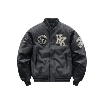 VIP Baseball Jacket Unisex Black Gray