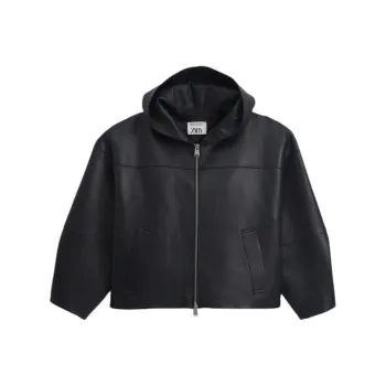ZARA Leather Jacket Men's Dark Blue
