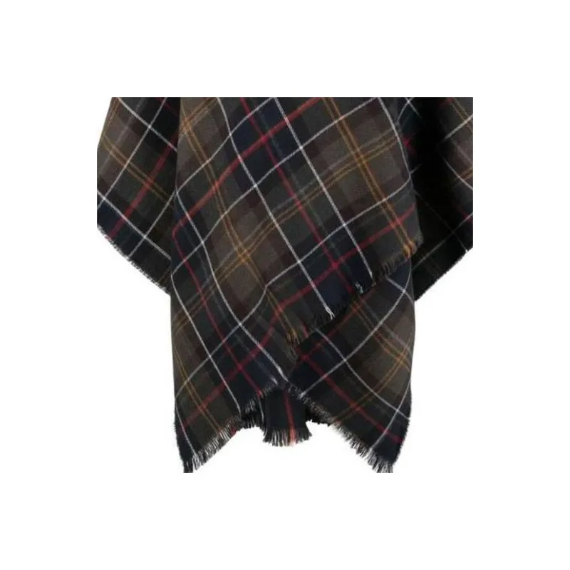 BARBOUR Montieth Check-Pattern Frayed Edge Poncho-4