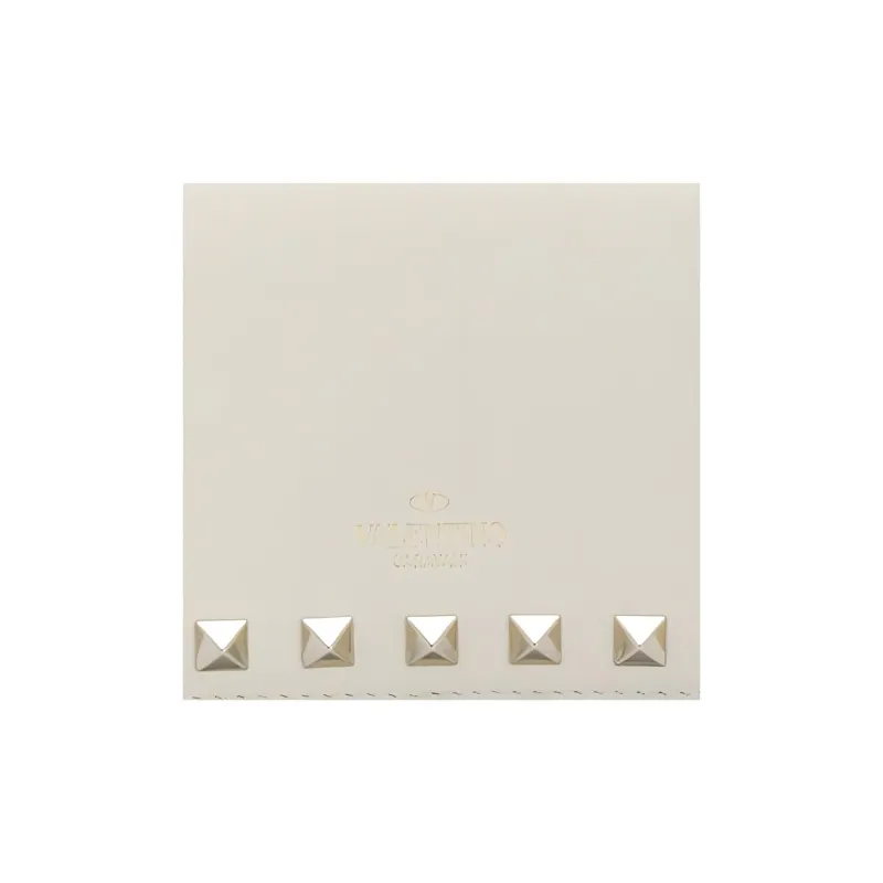 Valentino Rockstud Calfskin Wallet Women's White-3