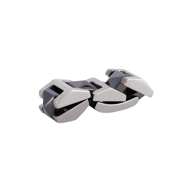 VERSACE 18K White Gold And Ceramic Logo engraved Ring-2