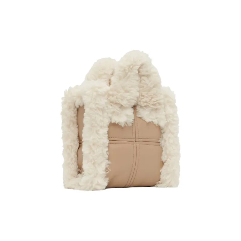 STAND STUDIO Artificial Leather With Artificial Wool One Shoulder Handbag Kids' Beige-2