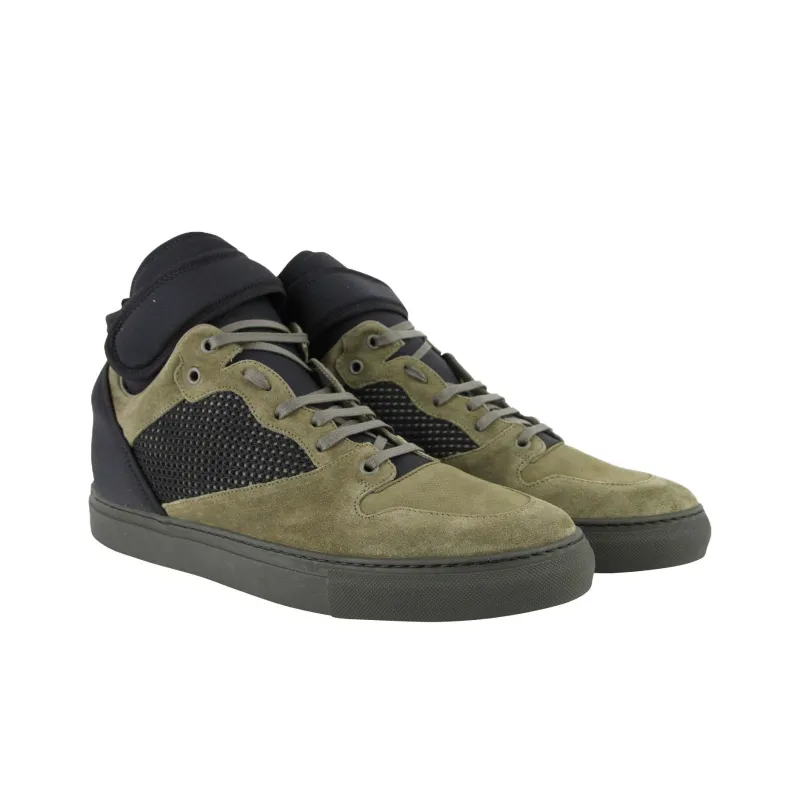 Balenciaga High Top Skateboard Shoes Men's Olive-4