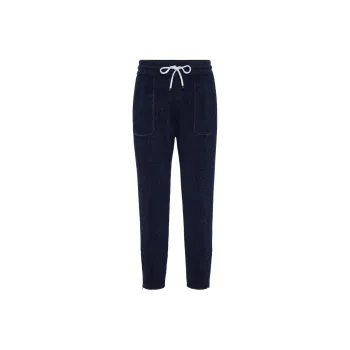 Brunello Cucinelli SS24 Knitted Sweatpants Men's Marine Blue
