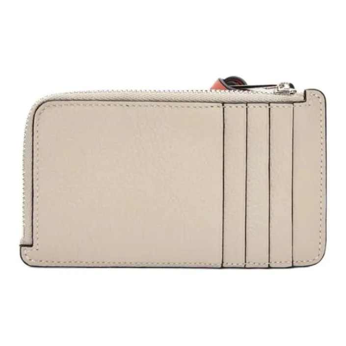 LOEWE Grain Calfskin Card Holder Women's Light Oat & Honey Brown-1