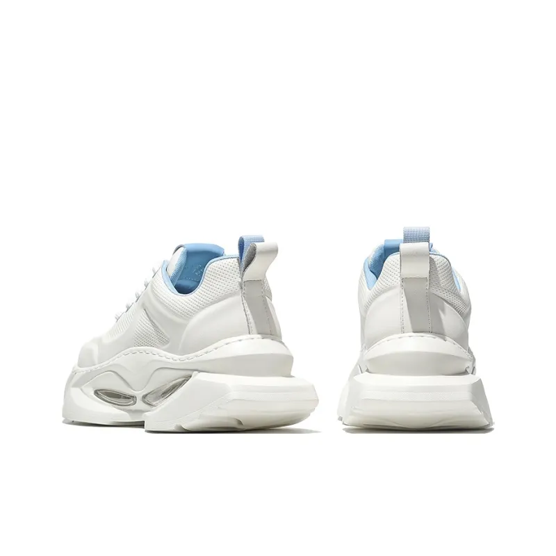 MOERBAI Lava Series Breathable Height Increase Low Top Chunky Sneakers Men's White Blue-3
