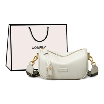 COMELY Cow Leather Pillow Bag, Shoulder Bag, Crossbody Bag Regular Women's Milkshake White