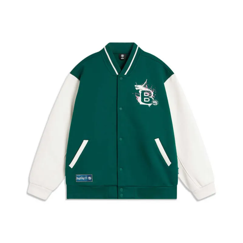 LiNing Basketball Collection Baseball Jacket Men's Scallion Green Ivory-0