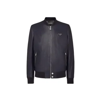 PHILIPP PLEIN Leather Bomber Jacket