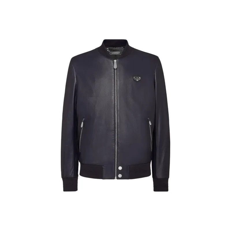 PHILIPP PLEIN Leather Bomber Jacket-0