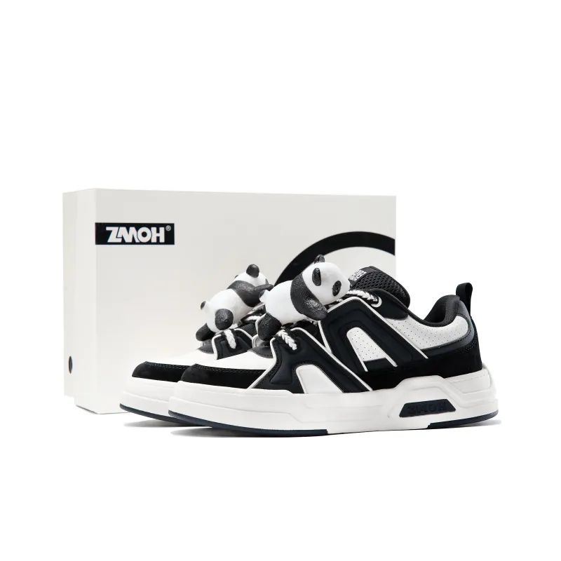 ZMOH Low Top Skateboard Shoes Unisex Black White-1