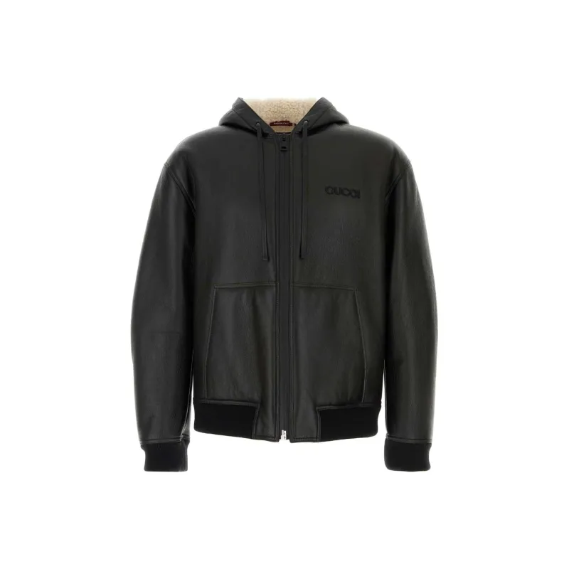 GUCCI FW24 Leather Jacket Men's Black-0