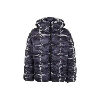 DIESEL W Claus Camu Camo Printed Hooded Puffer Jacket