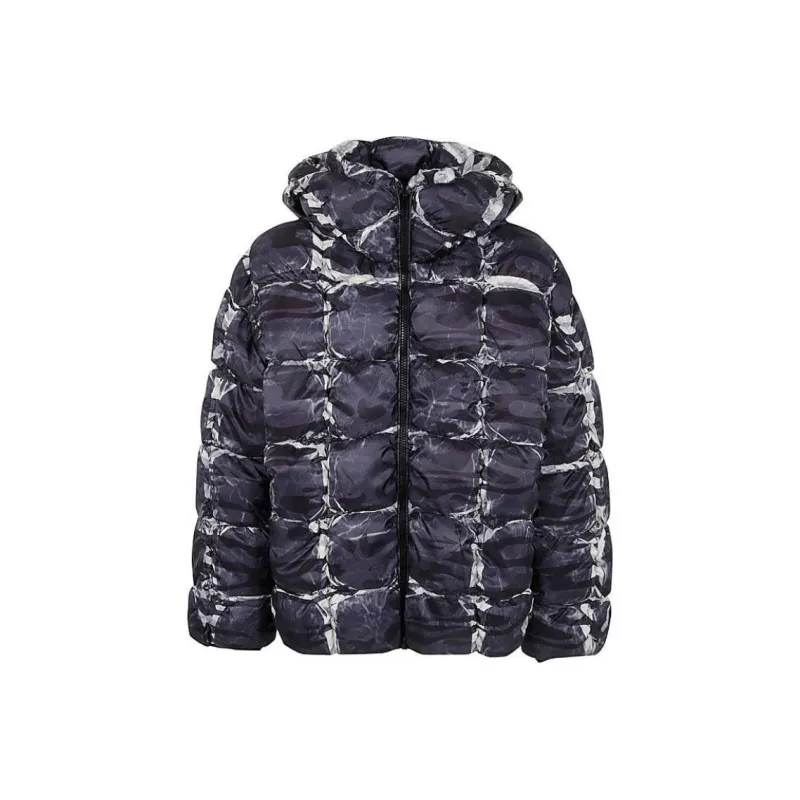 DIESEL W Claus Camu Camo Printed Hooded Puffer Jacket-0