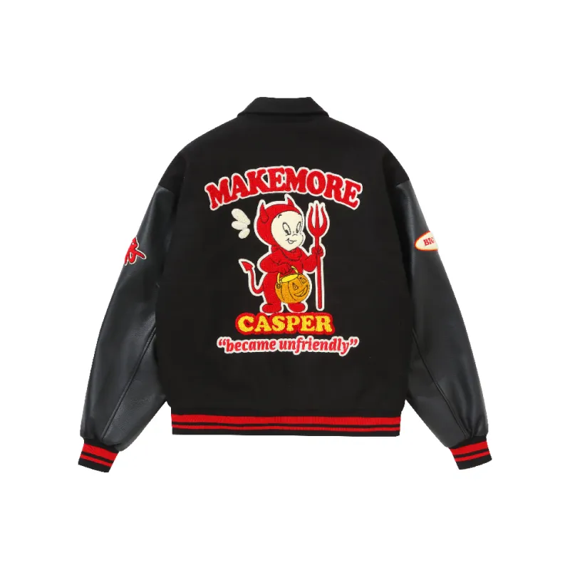 Makemore Baseball Jacket Unisex Black-0