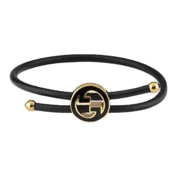 GUCCI Enamel, Leather, Brass Bracelets Women's Black