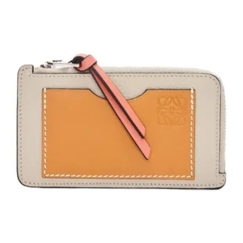 LOEWE Grain Calfskin Card Holder Women's Light Oat & Honey Brown