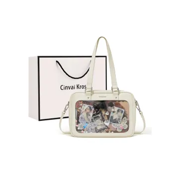 CinvaiKrose Synthetic Leather Shoulder Bag, Crossbody Bag, Handbag, Tote Bag Small Size Women's Ecru