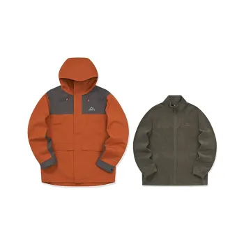 Erke Jacket Unisex Two Piece Set Crimson Tamarind Red Asphalt Gray