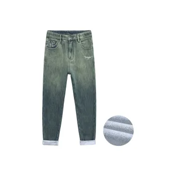 SANTASTIC Jeans Men Blue Thickened And Fleece Lined