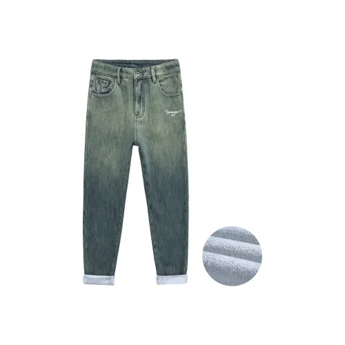 SANTASTIC Jeans Men Blue Thickened And Fleece Lined