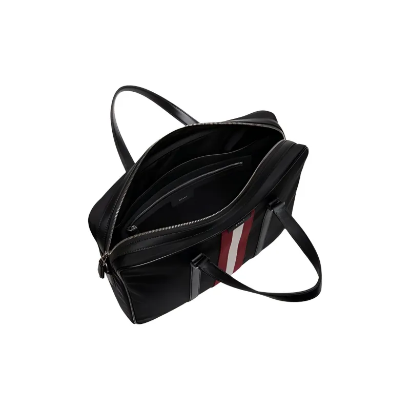 BALLY Cow Leather Briefcase Large Size Men's Black-4