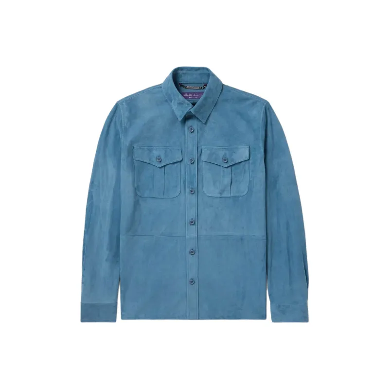 Ralph Lauren Leather Jacket Men's Blue-0