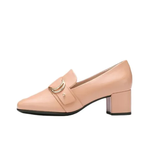 Ecco 35 Square Toe Molded Loafers 5cm Women's Light Brown