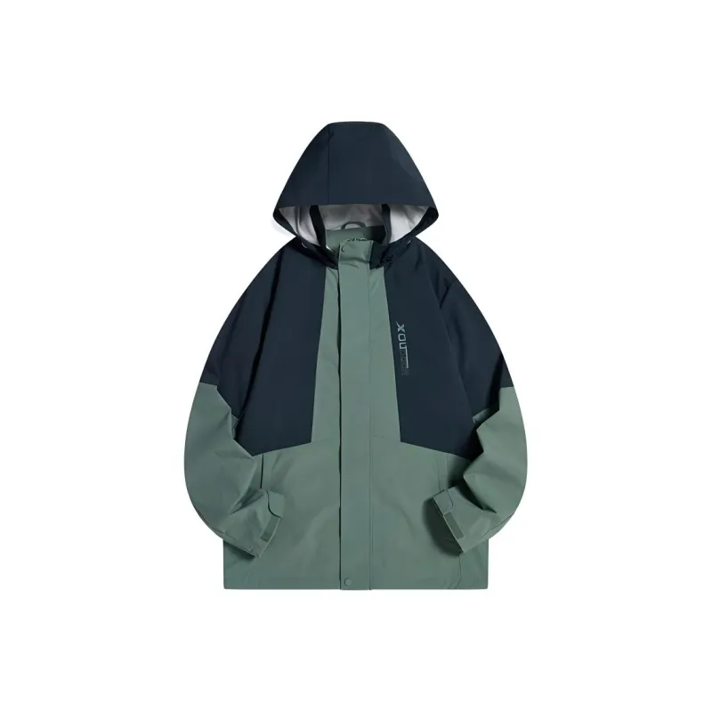 XTEP Trench Coat Men's Sage Green/Dark Jade Blue-0