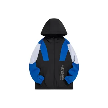 XTEP Jackets Coats Men's Jet Black/Phantom Blue/Pearl White