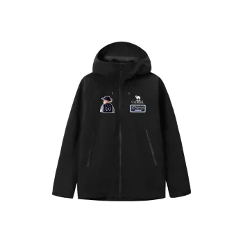 CAMEL All weather Water Resistant Windproof Warm Cold Resistant Windbreaker Jacket Unisex Black