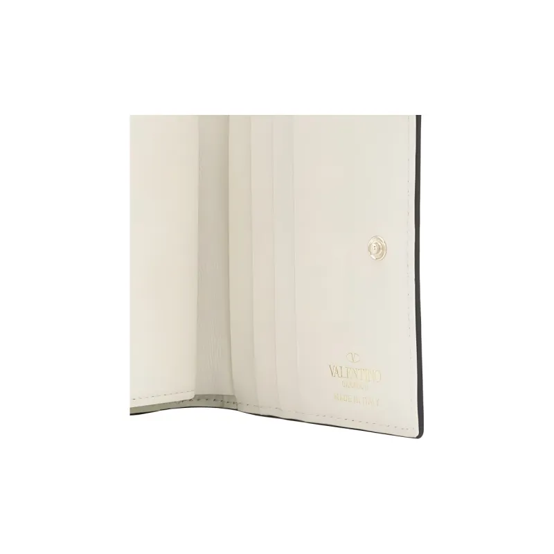 Valentino Rockstud Calfskin Wallet Women's White-4