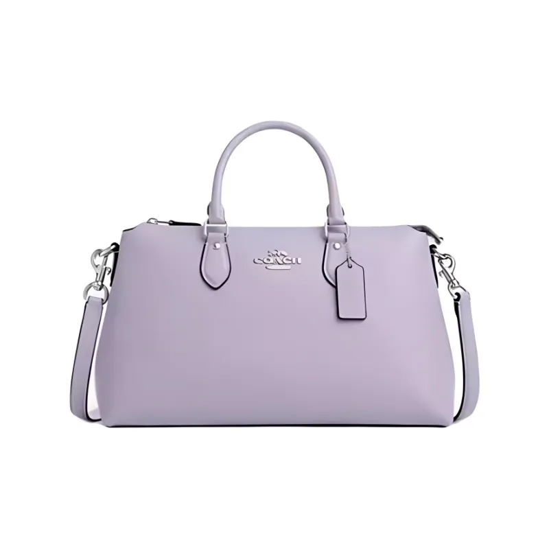COACH Georgia Refined Pebble Pattern Leather Shoulder Bag, Crossbody Bag, Handbag Large Size Women's Light Purple-0