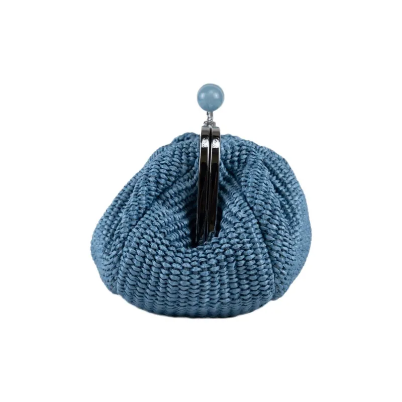 WEEKEND MaxMara Pasticcino Raffia Clutch Small Size Women's Sky Blue-1