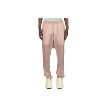 RICK OWENS/RO Lido Drawstring Long Cupro Japonette Casual Pants Men's Pink