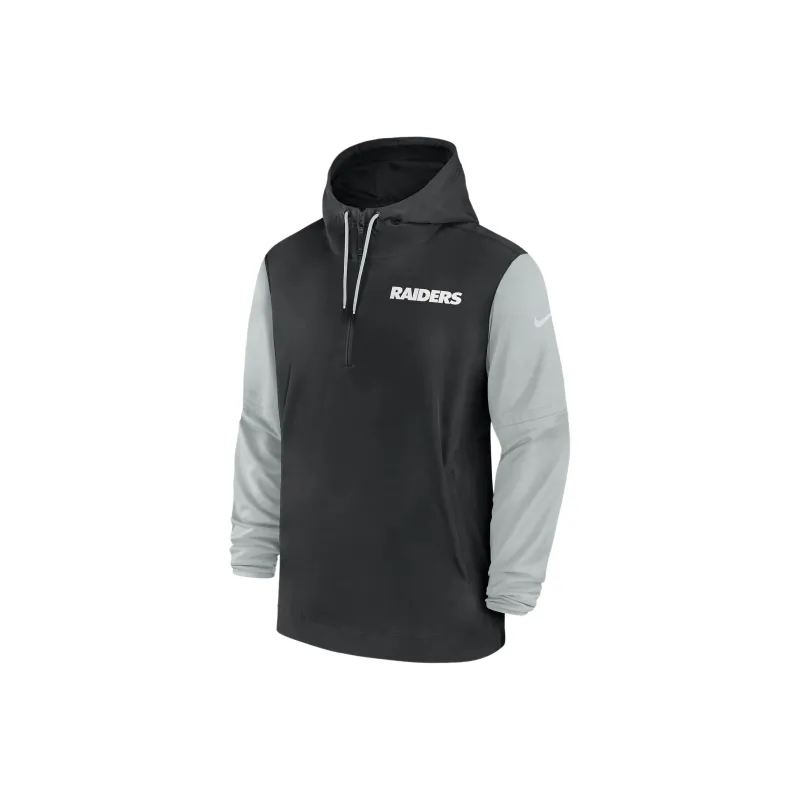 Nike Las Vegas Raiders Sideline Pre Game Player Men's Nike Nfl 1/2 Zip Hooded Jacket-0