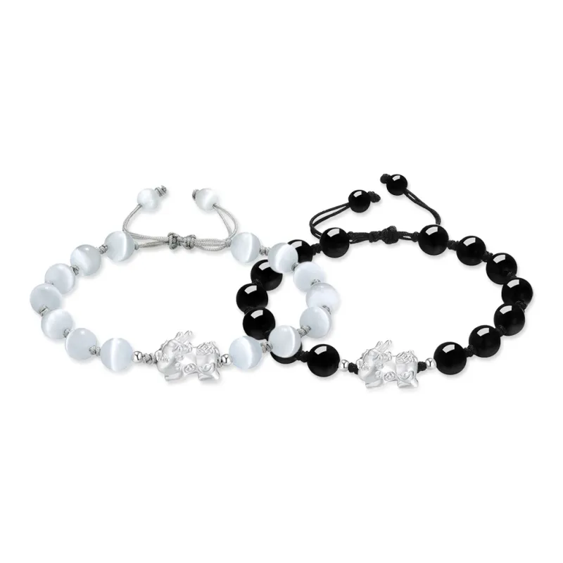 Seven Seven Silver Jewelry Glass Cat Eye Bracelets Unisex-1