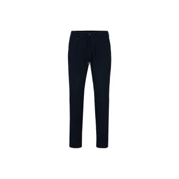 HUGO BOSS Slim-Fit Trousers In Linen With Tie Waist Casual Pants Men's Dark Blue