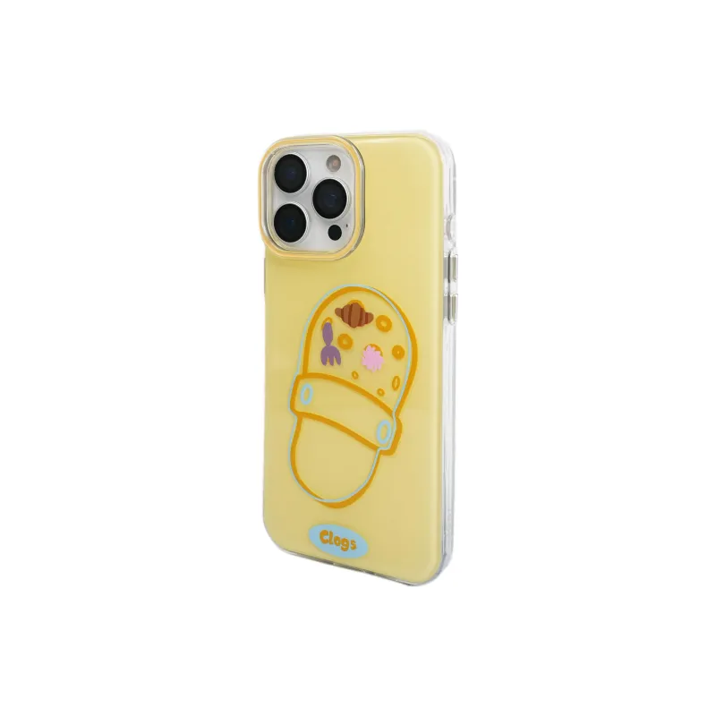 Wei Xin Acrylic Material Yellow Striped Clogs Phone Cases Compatible With IPhone 16/15 Pro Max/Apple 13/14 Pro/Max-3