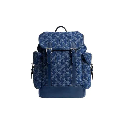 COACH Hitch Denim Backpack Large Size Men's Dark Blue
