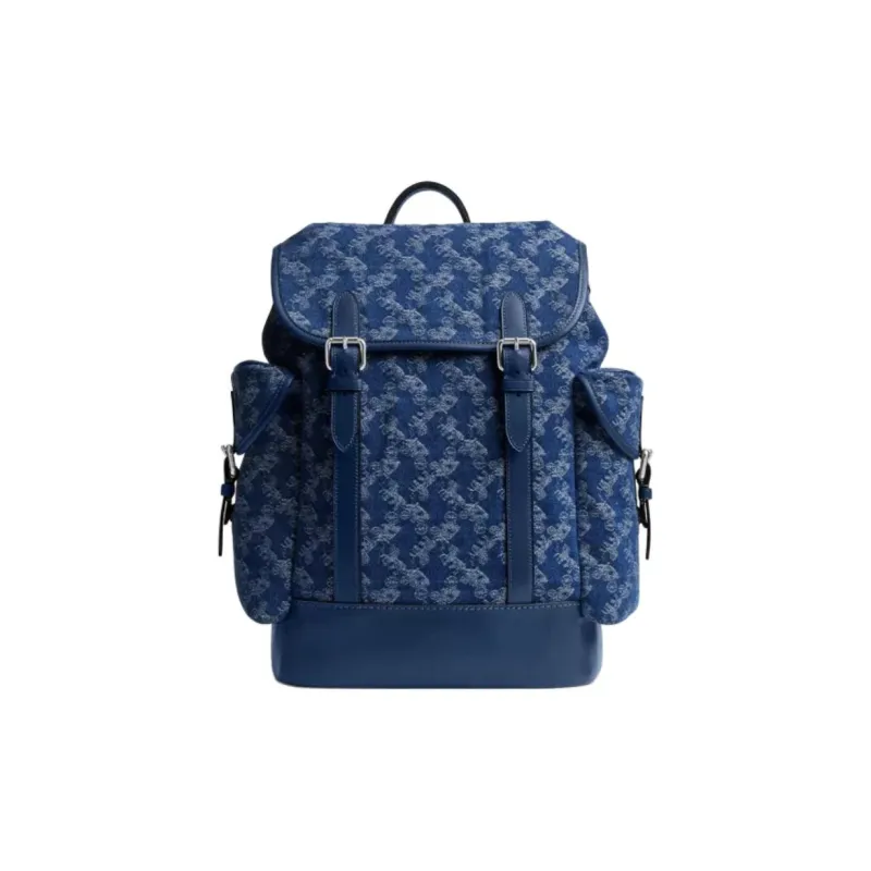 COACH Hitch Denim Backpack Tubas Men's Dark Blue-0