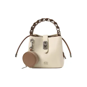 PAYOT Microfiber Synthetic Leather Shoulder Bag, Crossbody Bag, Handbag Women's Ecru & Brown